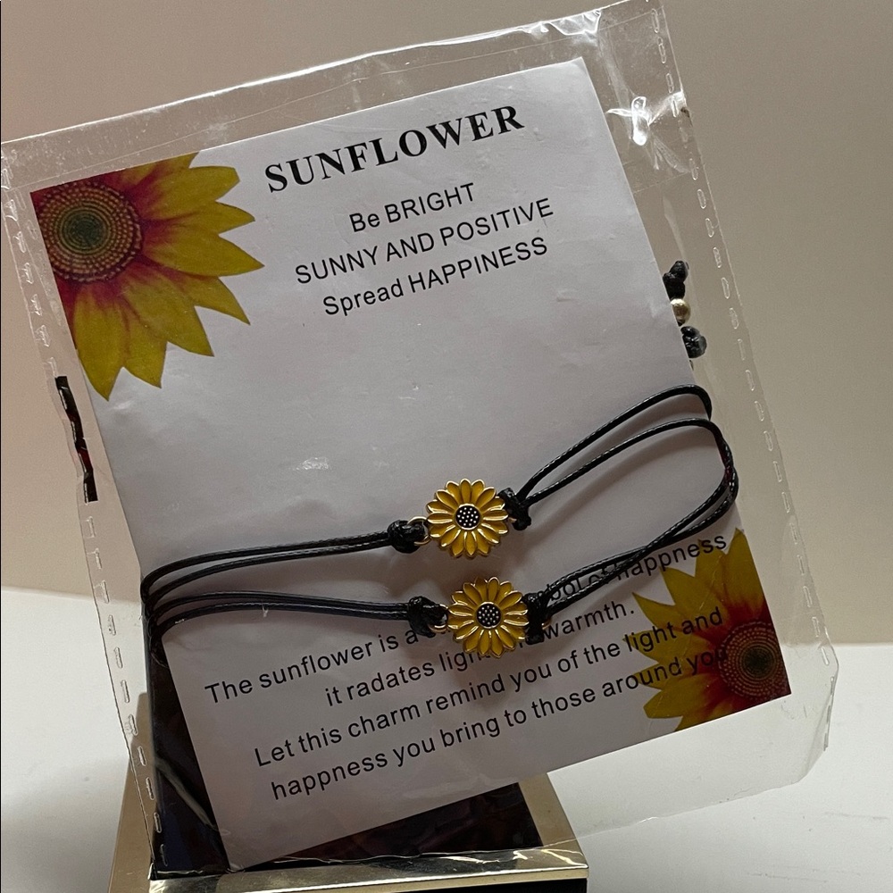 Set of 2 Sunflower Charm Bracelets